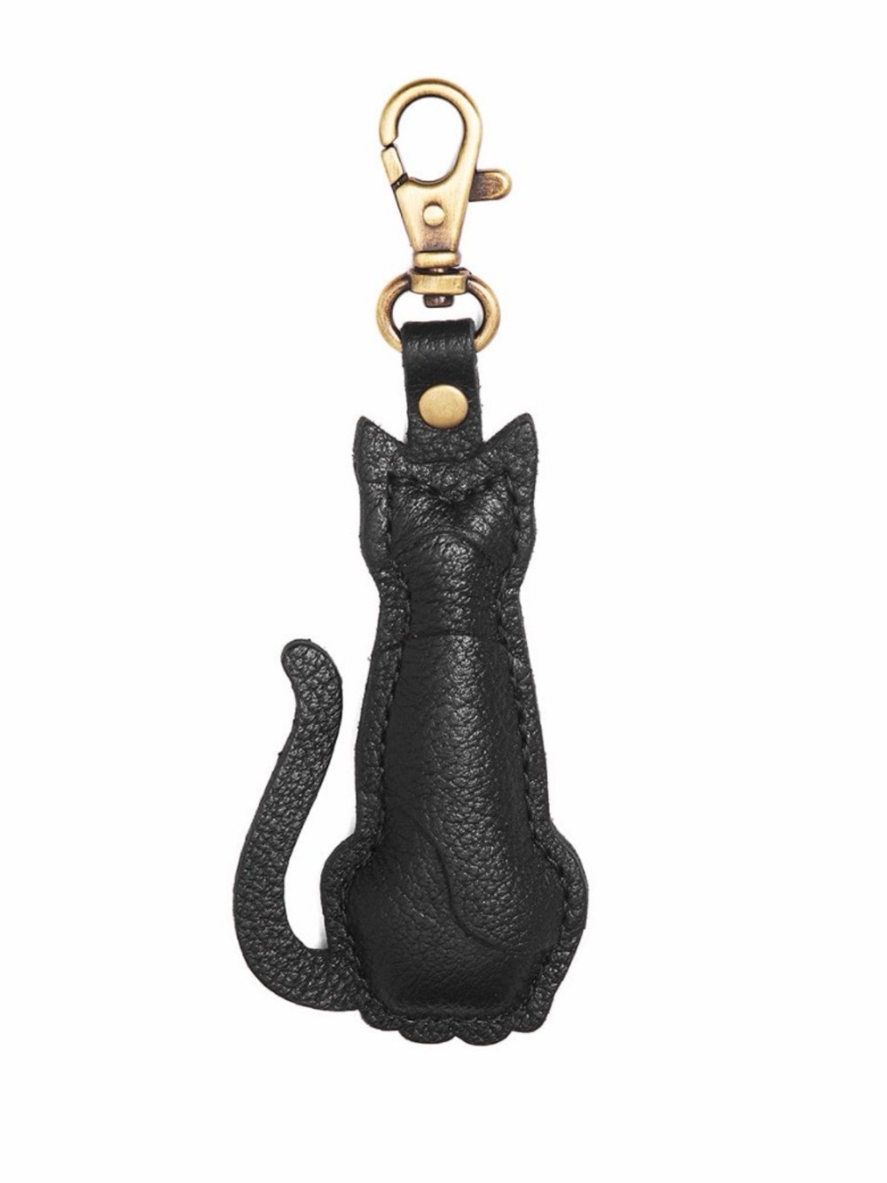 PORTLAND LEATHER Tom Cat Black Leather Keychain